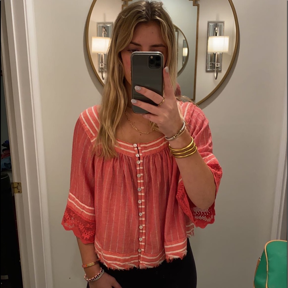 free people xs coral top!